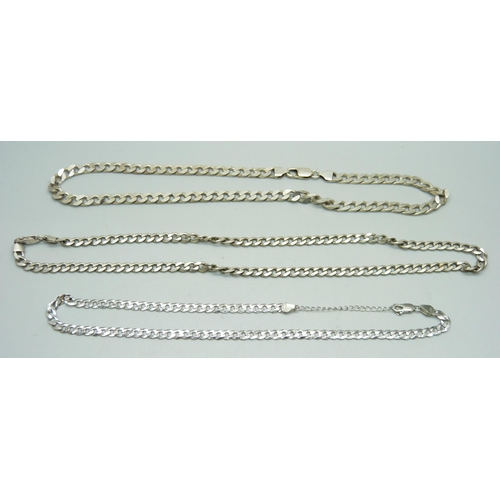 975F - Three silver necklaces