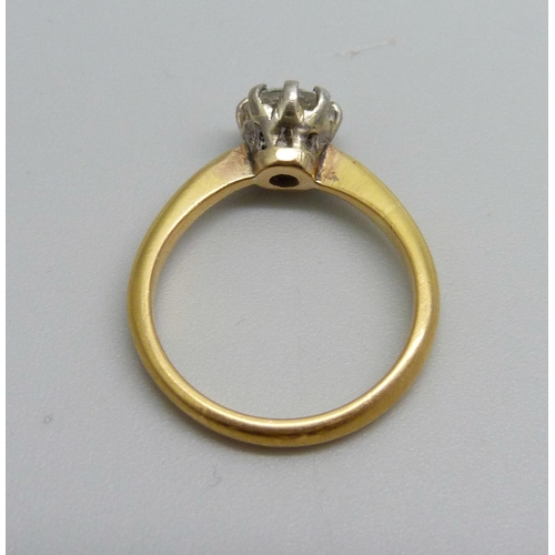 992 - A 22ct gold and white stone ring, 3.7g, K