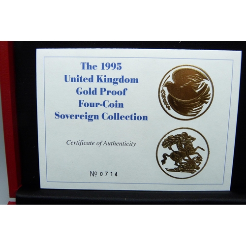 994B - A Royal Mint The 1995 UK Gold Proof Four-Coin Sovereign Collection, No. 0714