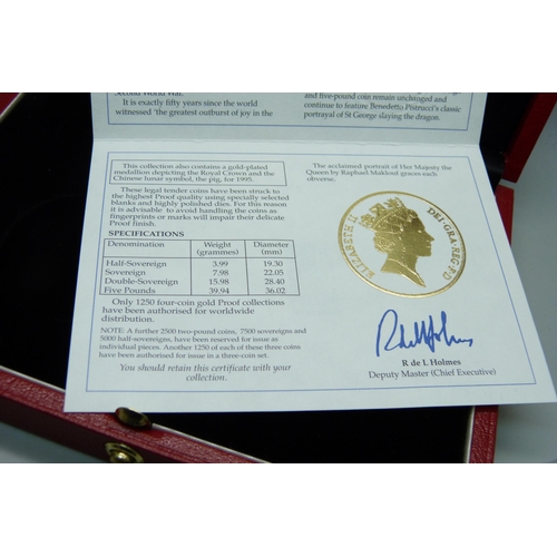 994B - A Royal Mint The 1995 UK Gold Proof Four-Coin Sovereign Collection, No. 0714