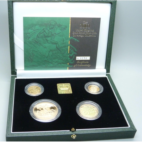 994D - A Royal Mint The 2001 UK Gold Proof Four-Coin Sovereign Collection, No. 0230