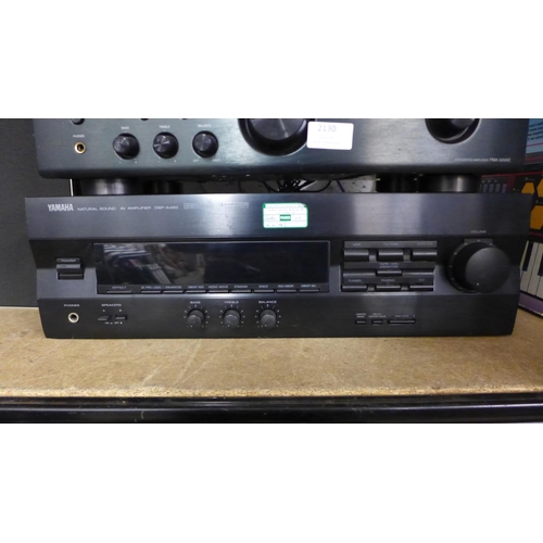 2130 - A quantity of stereo equipment including Yamaha DSP-A492 Natural Sound AV amplifier, a Denon PMA-520... 