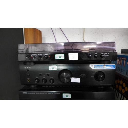 2130 - A quantity of stereo equipment including Yamaha DSP-A492 Natural Sound AV amplifier, a Denon PMA-520... 