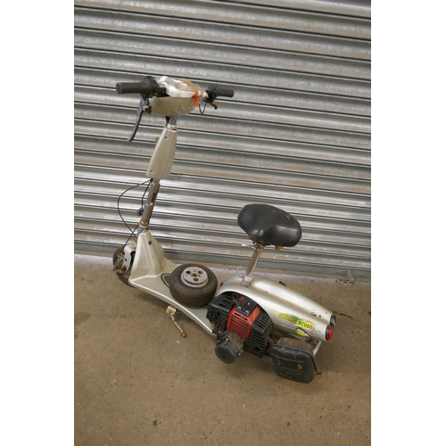 2175 - A Storm Scooter GS706A petrol driven scooter - no key and a petrol driven folding mini bike - no key