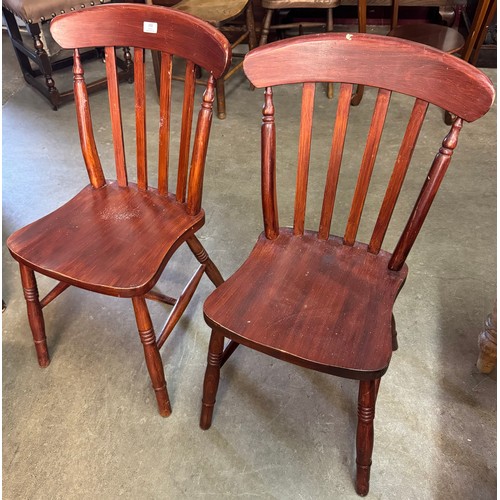 280 - A pair of Victorian elm and beech kitchen chairs