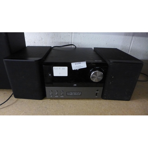 2138 - A JVC Bluetooth Micro DAB hi-fi system model UX-D327B with a pair of JVC speakers