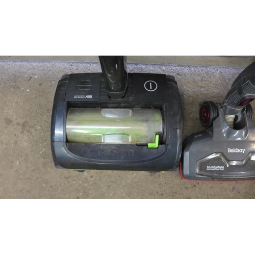 2148 - A G-Tech Air Ram K9 22v cordless vacuum cleaner and a Beldray Airgility 22.2v cordless stick vacuum ... 