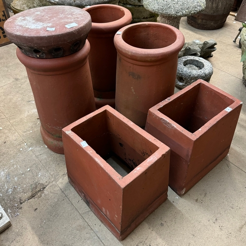 333 - Assorted terracotta garden planters and chimney-pots