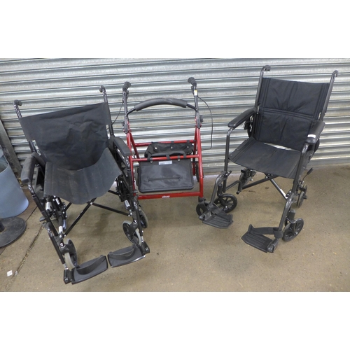 2288 - A Drive wheelchair, Lomax wheelchair and an unbranded walking assistant