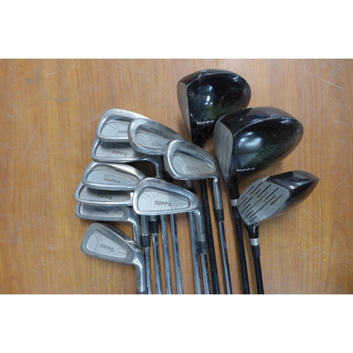 2302 - A collection of Hippo golf clubs, 12 in total including a 370 driver, Fairway 16 degree wood, Fairwa... 