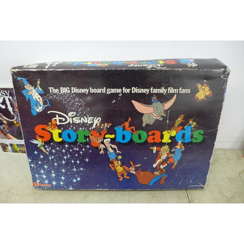 2307 - A Disney story boards board game and a box of assorted household items