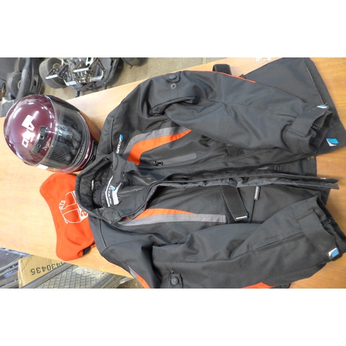 2318 - A Spada size large motorcycle jacket and a Skema AGV motorcycle helmet