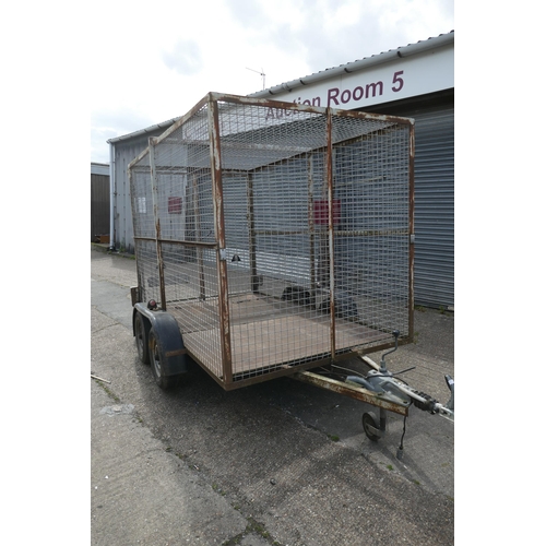 2377 - A Knott GmbH KF13 100KG class E 4m twin axle metal caged trailer - this item is to be sold at 12 noo... 