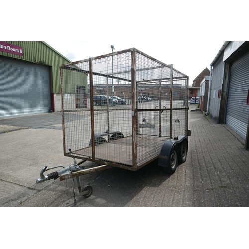 2377 - A Knott GmbH KF13 100KG class E 4m twin axle metal caged trailer - this item is to be sold at 12 noo... 