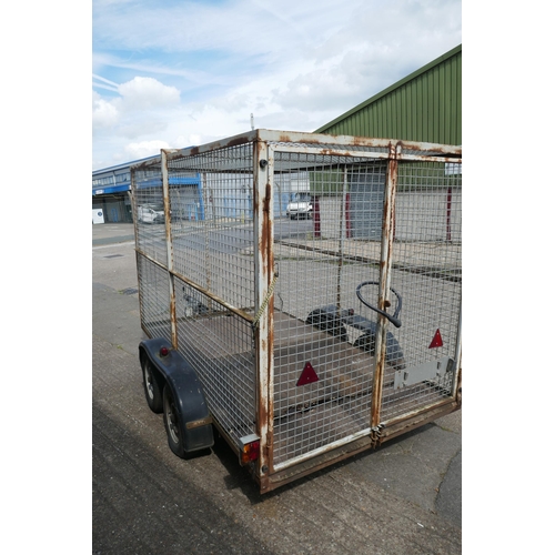 2377 - A Knott GmbH KF13 100KG class E 4m twin axle metal caged trailer - this item is to be sold at 12 noo... 