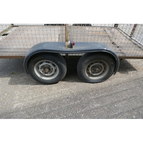 2377 - A Knott GmbH KF13 100KG class E 4m twin axle metal caged trailer - this item is to be sold at 12 noo... 