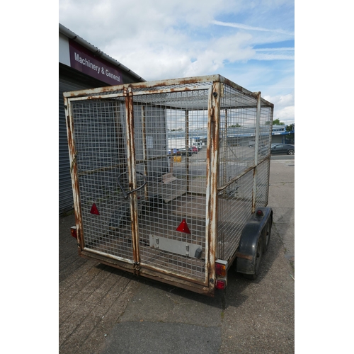 2377 - A Knott GmbH KF13 100KG class E 4m twin axle metal caged trailer - this item is to be sold at 12 noo... 