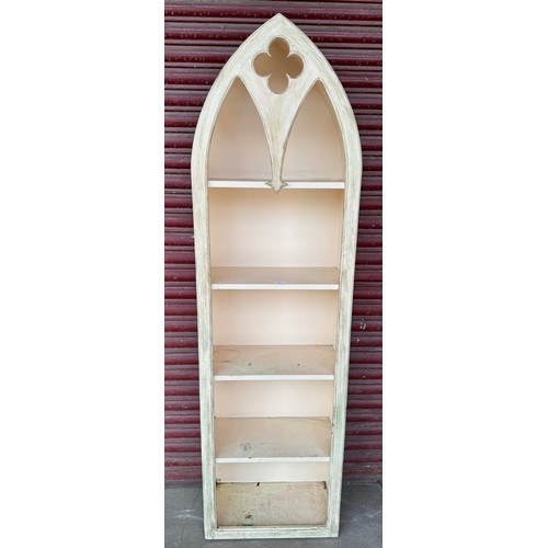 281 - A Gothic style painted oak bookcase