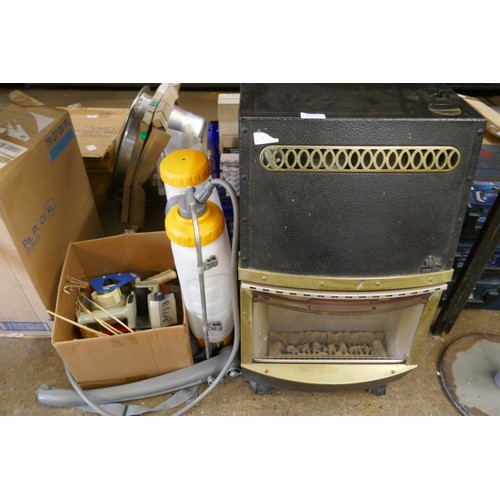 2290 - A Valor Calor Flame gas fire (with gas bottle), 4 tape guns and a Hozelock hand pump sprayer with ba... 