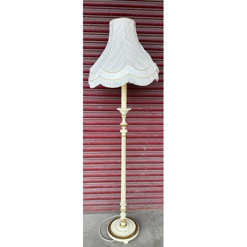 346 - A French style cream and parcel gilt standard lamp