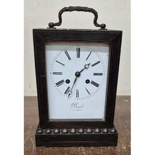 372 - An early 20th Century Duval of Paris ebonised mantle clock