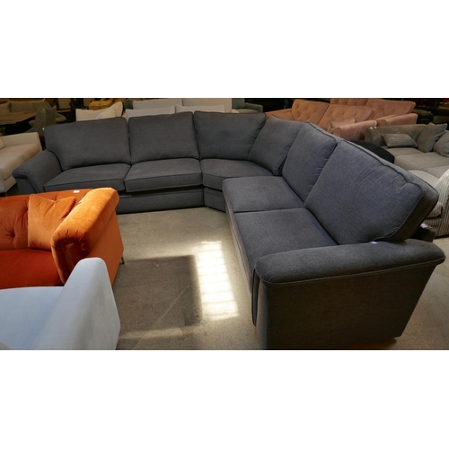 1523 - A deep blue upholstered corner sofa