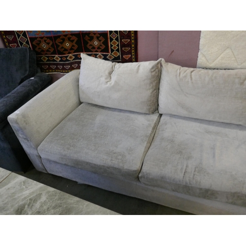 1534 - A silver velvet corner sofa