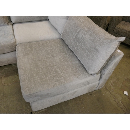 1534 - A silver velvet corner sofa