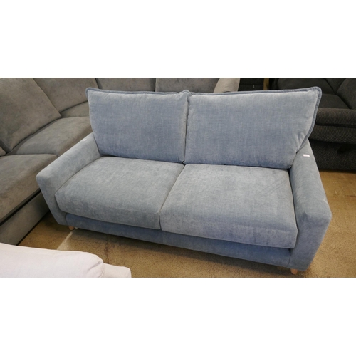 1539 - A sky blue velvet 2.5 seater sofa