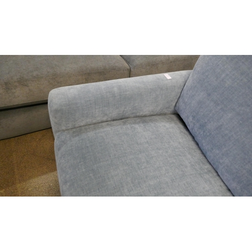 1539 - A sky blue velvet 2.5 seater sofa