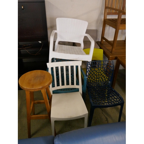 1576 - Eight assorted chairs and stools