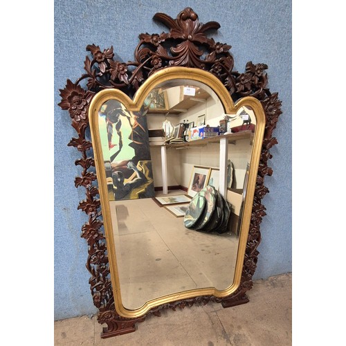 408 - A French style carved wood and parcel gilt framed mirror