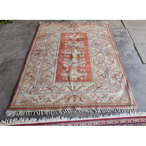 221 - Two eastern red ground rugs (320x200cm & 235x165cm)