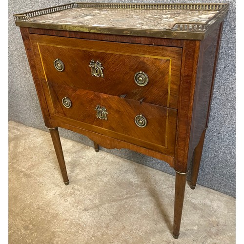 146 - A 19th Century French Empire style mahogany, gilt metal and marble topped petit commode
