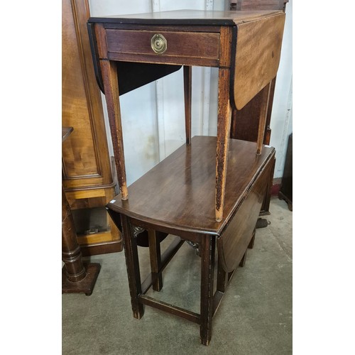 282A - An Edward VII carved mahogany gateleg table and a George III mahogany Pembroke table