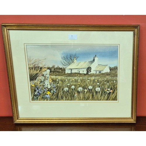 8 - John Rogers (b.1939), rural cottage landscape, watercolour, signed lower left, 26 x 40cms, framed