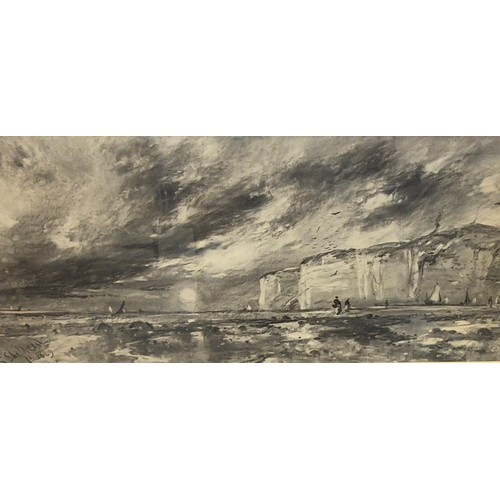 4 - George Sheffield (1839-1892), White Cliffs of Dover, charcoal, signed lower left, 49 x 115cms, frame... 