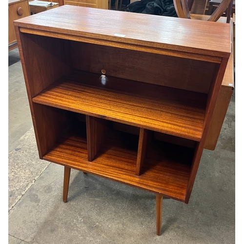 74 - A teak open bookcase/record cabinet