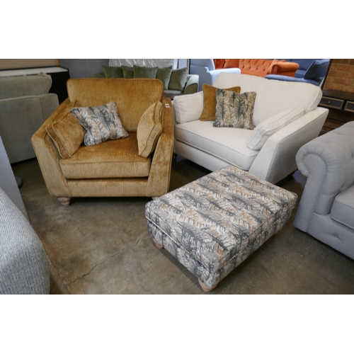1363 - A Barker and Stonehouse ochre loveseat, an ivory two seater sofa and a footstool RRP £2539