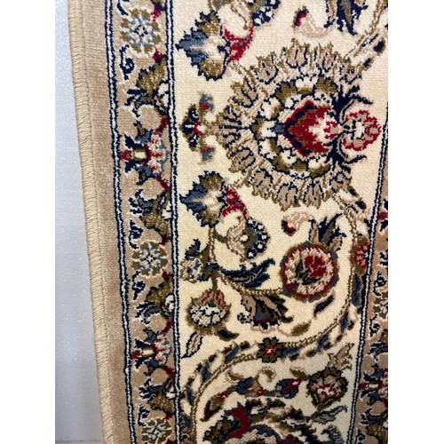 1364 - A gold grand full pile cashmere all over floral design rug, 230 x 160cm