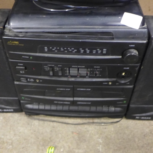 2145 - An MTEC stereo midi hi-fi system with speakers and a Groov-E portable stereo CD/radio/cassette recor... 