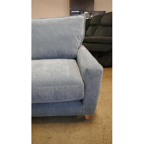 1390 - A sky blue velvet 2.5 seater sofa