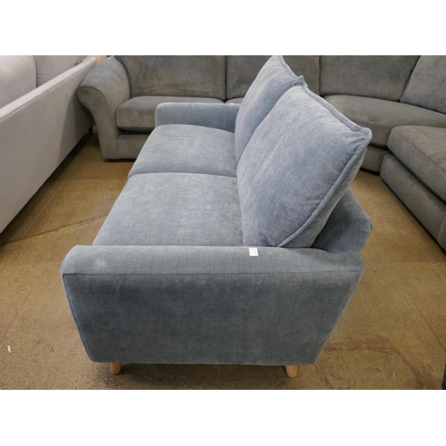 1390 - A sky blue velvet 2.5 seater sofa
