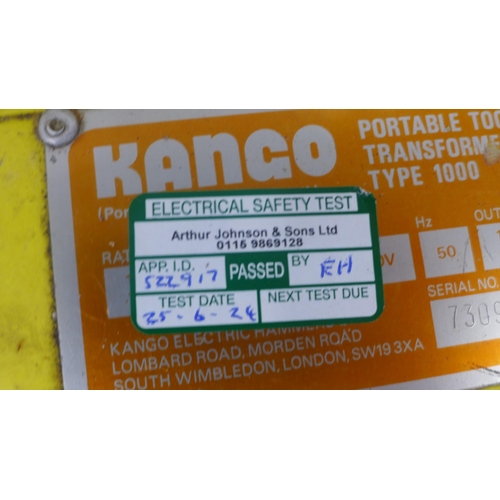 2014 - Kango Type 1000 portable single socket 110V transformer and one other single socket 110V transformer