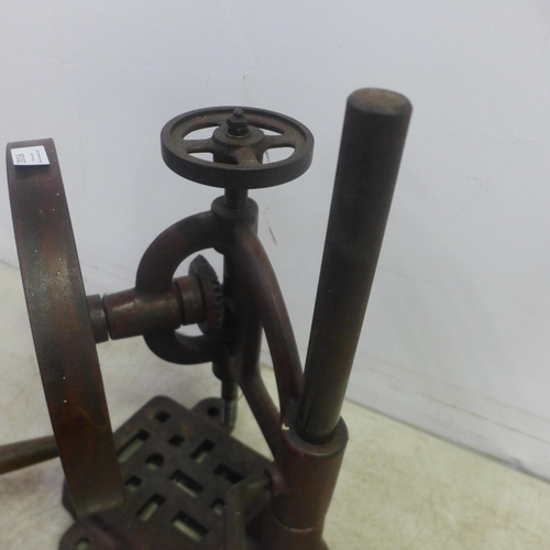 2016 - A vintage cast British made hand cranked pillar drill and a hand drill