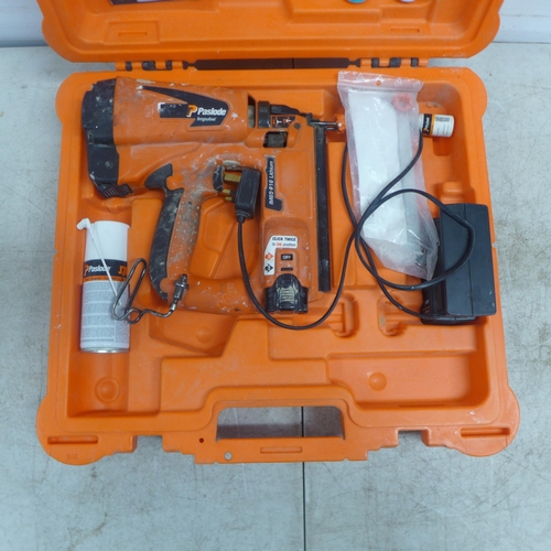 2024 - A Paslode Impulse IM65 F16 cordless nailer, 2 part used 16g viper nails fuel cells and Paslode Impul... 