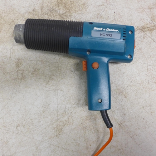 2035 - A Black and Decker HG992K heat gun with extra nozzles and stand