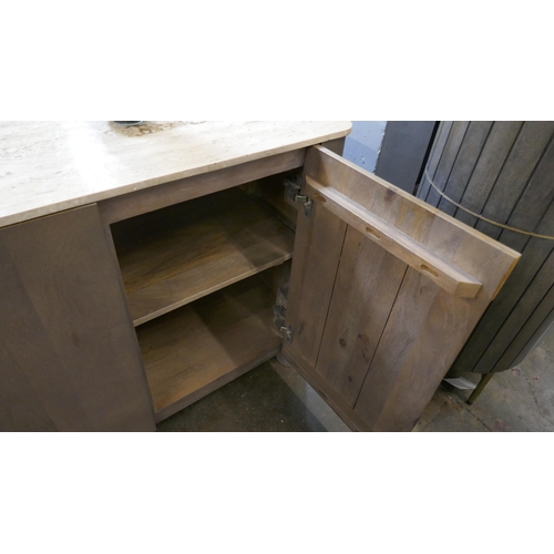 1453 - A Travertine three door sideboard  *This lot is subject to VAT