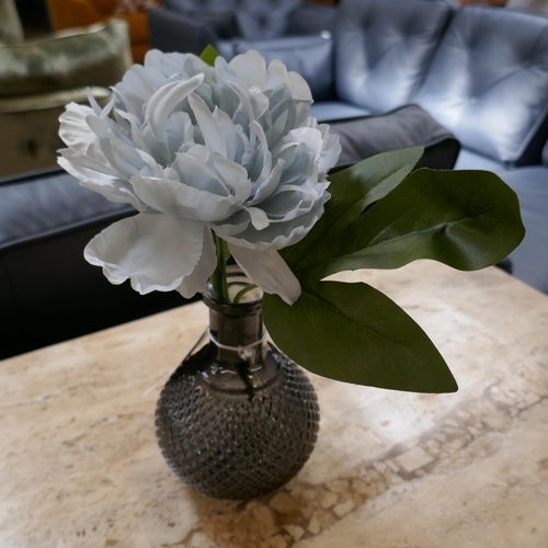 1455 - An artificial duck egg blue Peony in a ball vase, H 23cms (58928001)   #