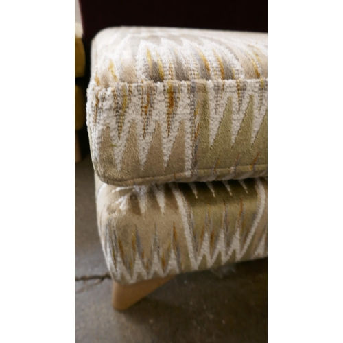 1468 - A stone and olive zig-zag upholstered footstool